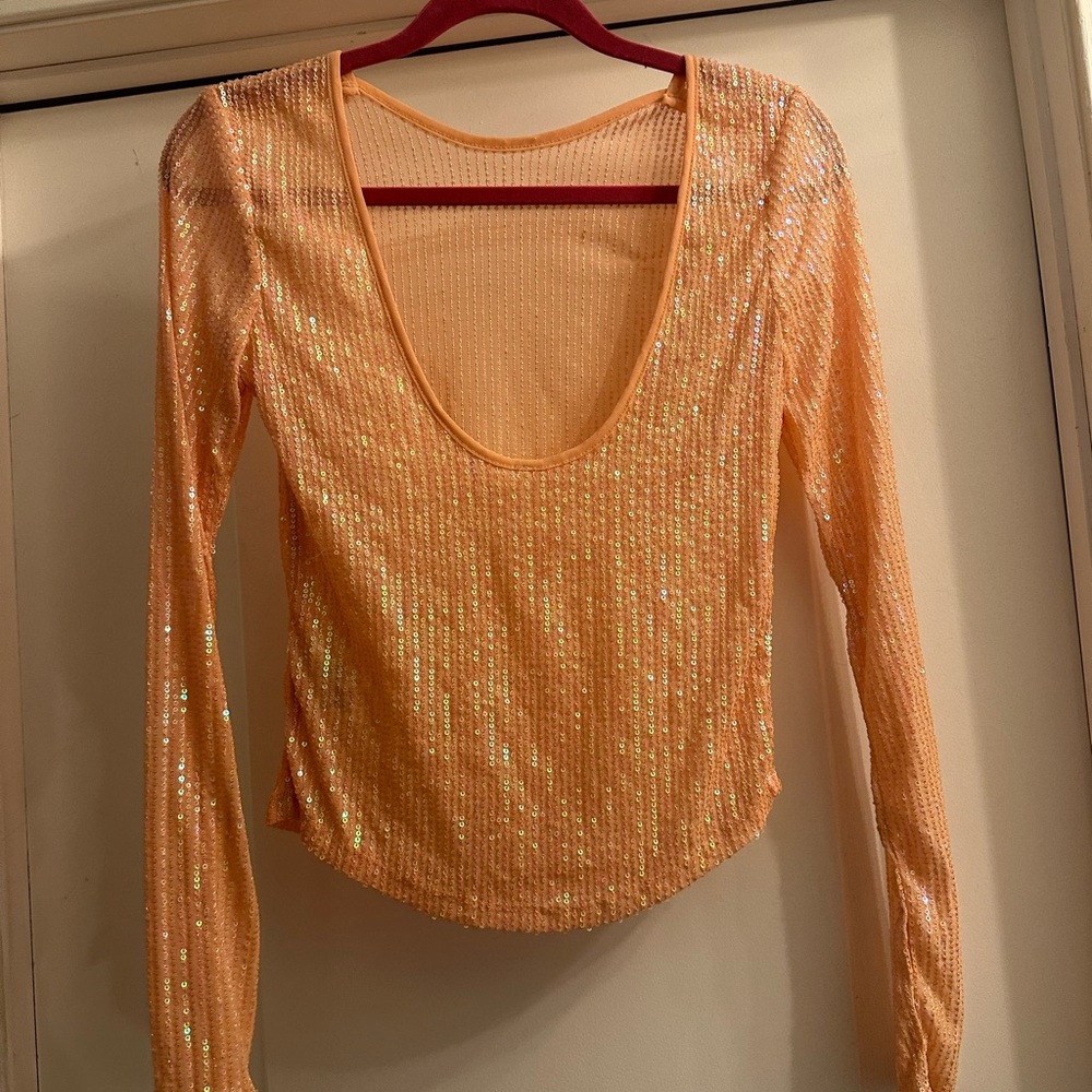Free People Elegant Pink Top with Shimmer - Picture 3 of 4